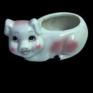 Vintage Small Ceramic Piggy Planter Home Decor Collectible